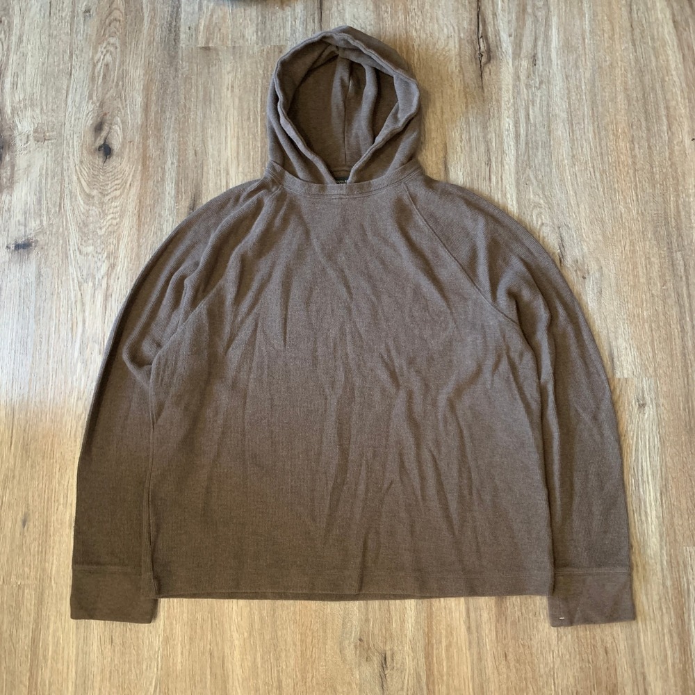 Y2K Banana Republic waffle-knit cotton hoodie in brown - size large mens